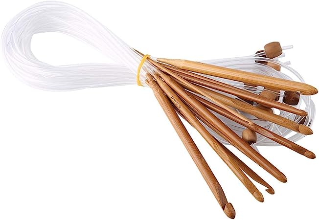 Photo 1 of Afghan Crochet Hooks, Practical 12pcs Carbonized Bamboo Afghan Tunisian Crochet Hooks Set Carpet Rug Weave Knitting Needles for Crochet Beginner
