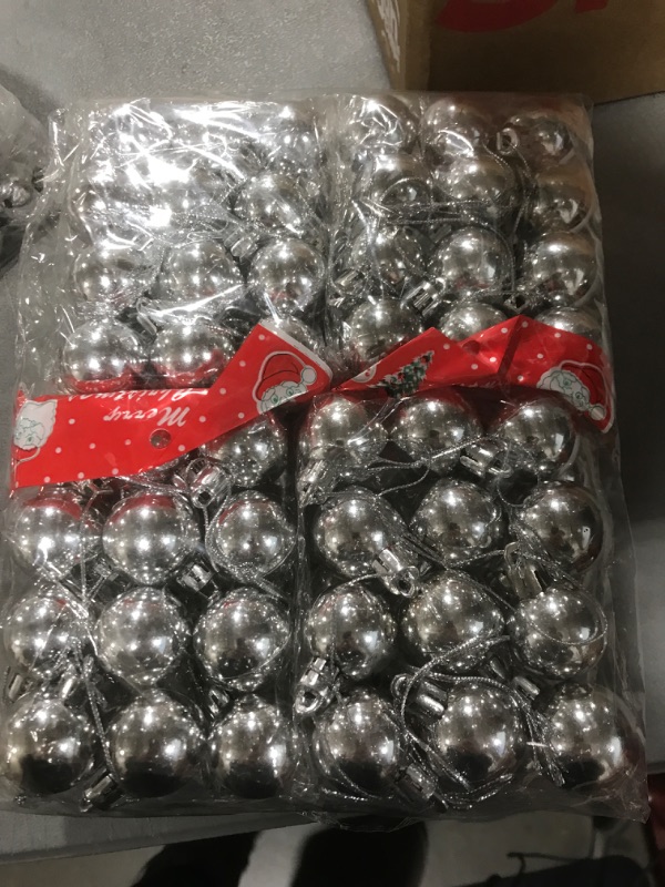 Photo 1 of 144 small silver Christmas ornament balls