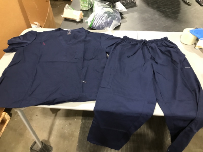 Photo 2 of Dagacci Scrubs Medical Uniform Mens Scrub Set Medical Scrubs Top and Pants X-Large Navy
