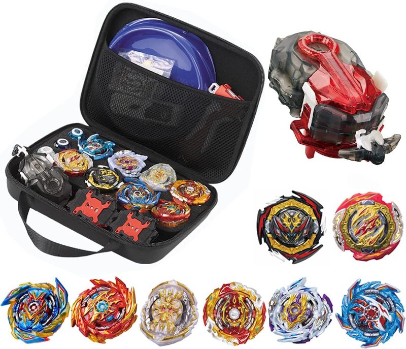 Photo 1 of Gyro Toy Set Metal Fusion Attack Top Grip Toy Blade Set Game Storage Box 8 Top Burst Gyros 3 Two-Way launcherGreat Birthday Gift for Boys Children Kids 6 8 10 12 14+ Battling Game