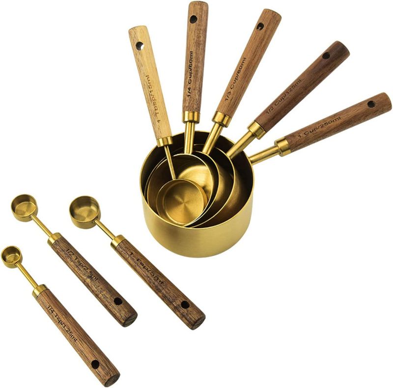 Photo 1 of 8pcs Measuring Cups with wooden handles