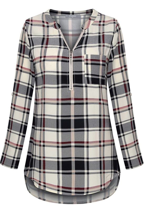 Photo 1 of [Size XL] Ladies 3/4 length Sleeve Top- Plaid