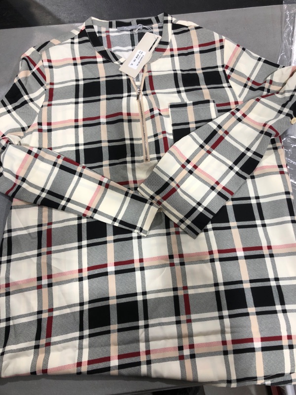 Photo 2 of [Size XL] Ladies 3/4 length Sleeve Top- Plaid