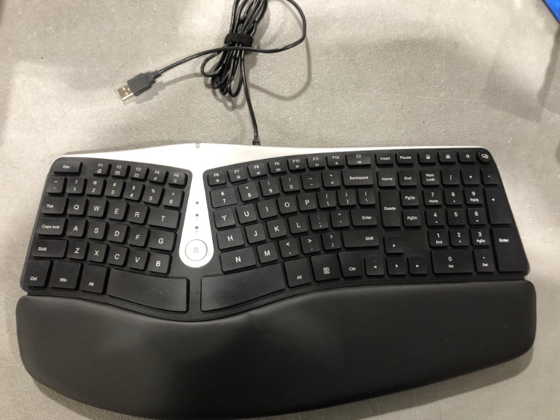 Photo 2 of DeLUX Wired Ergonomic Split Keyboard with Wrist Rest, [Standard Ergo] Keyboard Series with 2 USB Passthrough, Natural Typing Reducing Hand Pressure, 107 Keys for Windows and Mac OS (GM901U-Black)
