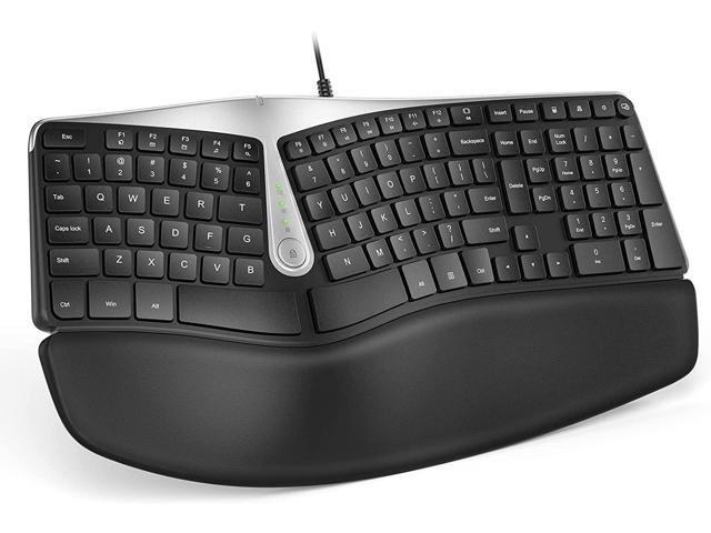 Photo 1 of DeLUX Wired Ergonomic Split Keyboard with Wrist Rest, [Standard Ergo] Keyboard Series with 2 USB Passthrough, Natural Typing Reducing Hand Pressure, 107 Keys for Windows and Mac OS (GM901U-Black)
