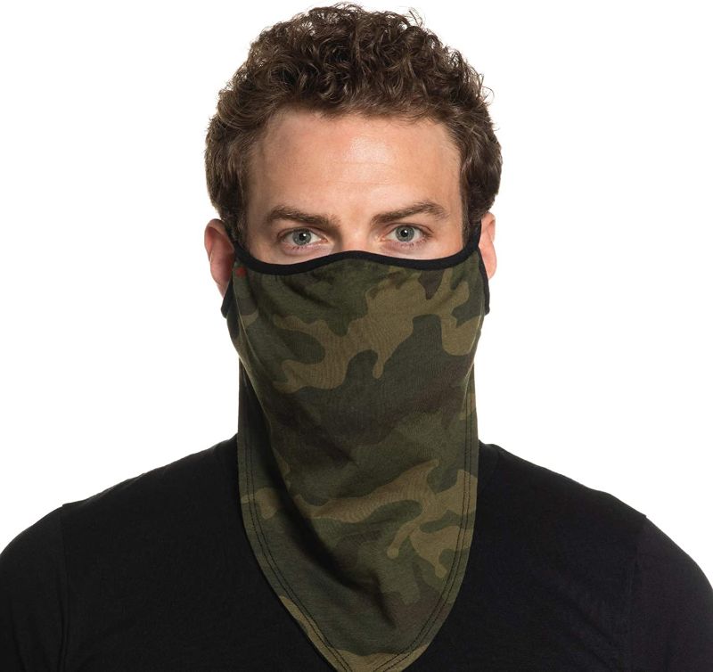 Photo 1 of [Size M/L] Secret Artist Medium Size Green Camouflage Design Bandana Face Mask with Ear Loops