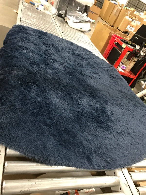 Photo 2 of 70x70 Round blue furry mat 