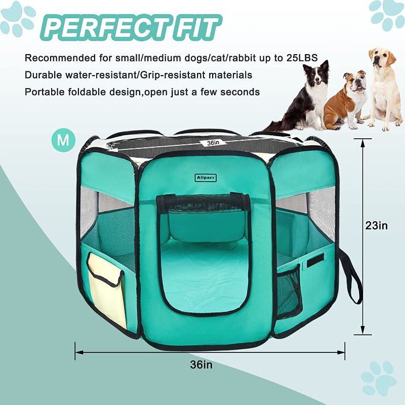 Photo 1 of Aliparr Portable Pet Playpen,Dog Playpen Foldable Pet Exercise Pen Tents for Dogs/Cats/Rabbits/Pets,Cat Playpen Indoor/Outdoor Travel Camping Use with Carry Case