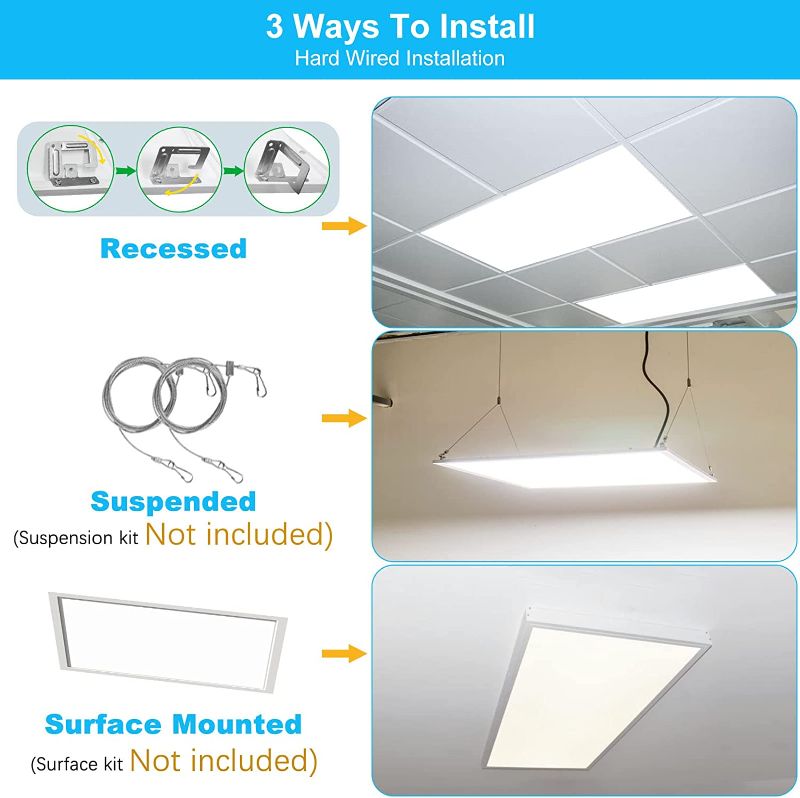 Photo 2 of Aphyni 2x4 LED Drop Ceiling Light - 3 Color Tempertature Selectable 4000K/5000K/6000K LED Flat Panel Light 55W Dimmable 0-10V 6600LM LED Ceiling Light Dustproof for Office DLC- (2 Pack)