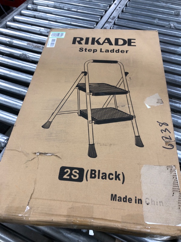 Photo 2 of 2 Step Ladder, RIKADE Folding Step Stool, Step Stool with Wide Anti-Slip Pedal, Lightweight, Portable Folding Step Ladder with Handgrip, Multi-use Steel Ladder for Household and Office Black 2-step