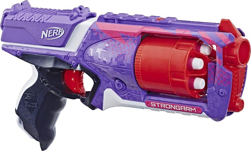 Photo 1 of Nerf Elite Strongarm, Rotating Barrel, Slam Fire, 6 Darts, Perfect Easter Basket Stuffers, Great Easter Gifts for Kids or Easter Toys for 8 Year Old Boys & Girls & Up (Amazon Exclusive)
