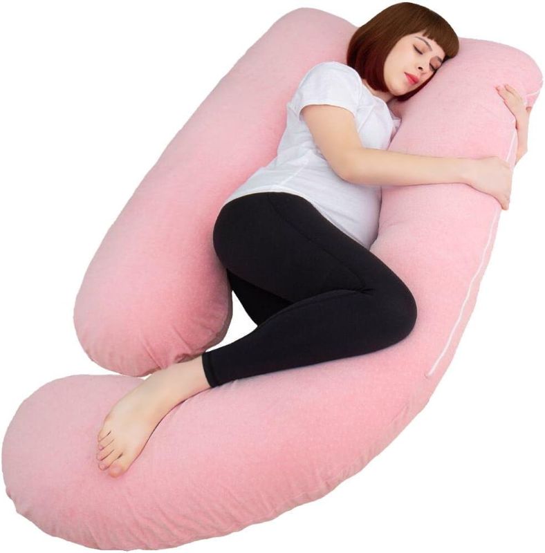 Photo 1 of AMCATON 60 Inch Pregnancy Pillows for Sleeping, Extra Large U Shaped Body Pillow, Pregnancy Pillow, Maternity Pillow for Pregnant Women with Velour Cover (Pink)
