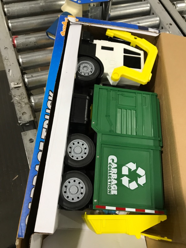 Photo 2 of JOYIN Toys for 3+ Yesrs Old Boys, 16" Large Garbage Truck Toy, Friction Powered Waste Management Garbage Truck with Lights and Sounds, Front Load Dumpster, Trash Bins with Trash Cards, Toddlers Gifts