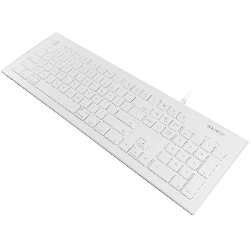 Photo 1 of Macally Full Size USB Wired Keyboard for Mac and PC - Plug & Play Wired Computer Keyboard - Compatible Apple Keyboard with 15 Shortcut Keys for Easy C
