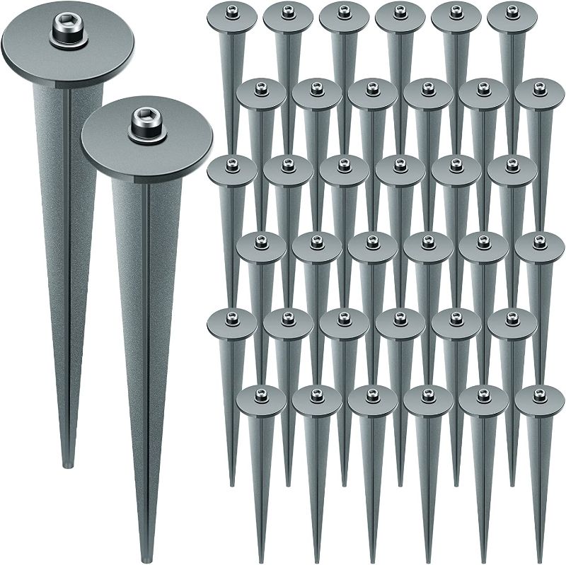 Photo 1 of 36 Pcs Metal Ground Spikes Stakes, Flood Light Stake Solar Torch Lights Spikes Replacement Ground Stakes for Garden Christmas Easter Lights 6.2 Inch (Gray)

