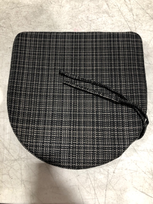 Photo 2 of  Plaid Non Slip Kitchen Seat Cushion with Ties High Density Foam Chair Pads with Machine Washable Cover, 17 x 16.5 inches, Blue Charcoal - 1 