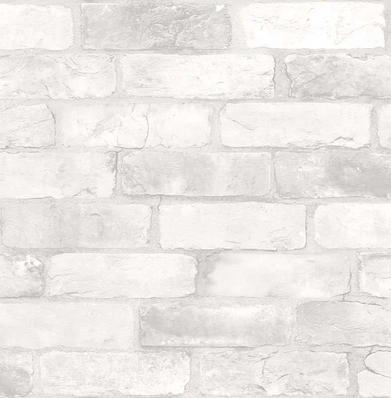 Photo 1 of NuWallpaper NU2218 Loft Brick Peel Stick Wallpaper, White & Off-White
