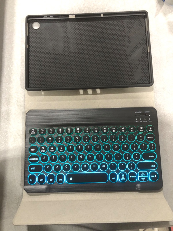 Photo 2 of Wineecy Lenovo Tab M10 Plus Keyboard Case 10.3 Inch [Backlit TB-X606F / TB-X606X] 7 Color Light Detachable Wireless Keyboard with PU Folio Stand Cove
