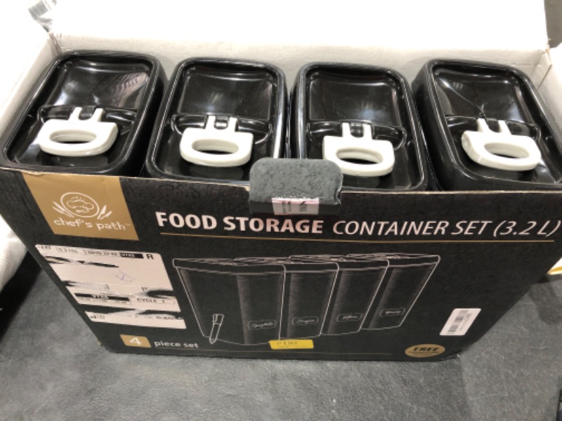 Photo 2 of Airtight Extra Large Food Storage Containers - Set of 4, All Same Size - Kitchen & Pantry Organization - Cereal, Spaghetti, Noodles, Pasta, Flour and Sugar Containers - Plastic Canisters with Lids Black - Pack of 4