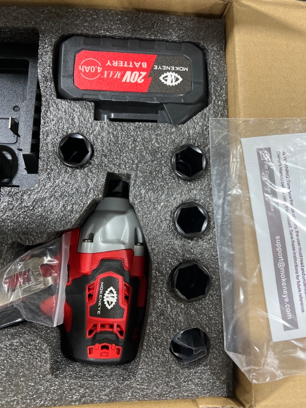 Photo 5 of 20V 2 In 1 Brushless Impact Wrench Cordless Drill Set with 4.0 Ah Battery Delivers 300 Ft-lbs Torque 2900 RPM, Impact Gun with 6 Pcs Drive Impact Sockets & 2 Pcs Screwdriver Bits
