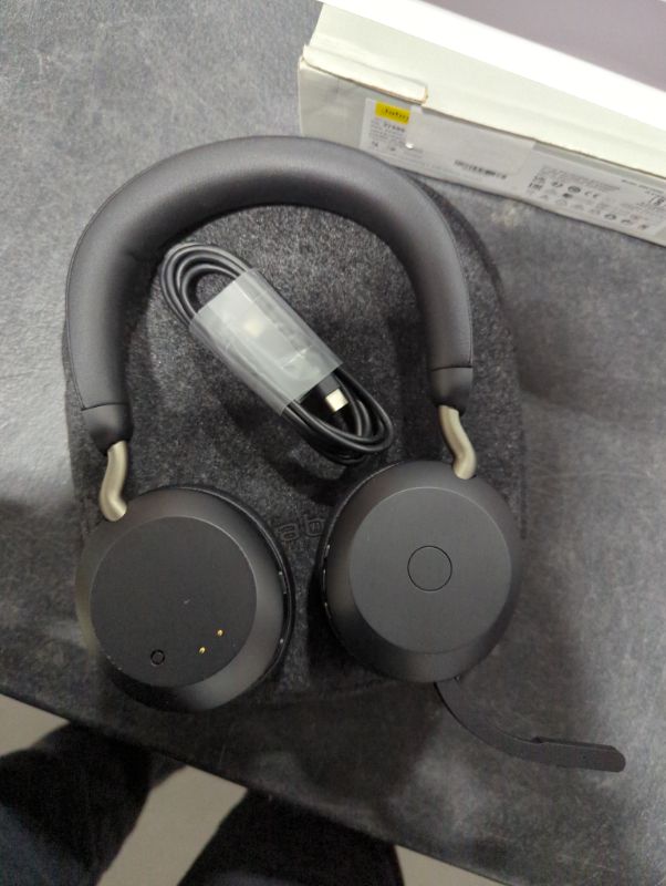 Photo 1 of Jabra Evolve2 75 PC Wireless Headset with 8-Microphone Technology - Dual Foam Stereo Headphones with Adjustable Advanced Active Noise Cancelling, USB-A Bluetooth Adapter and UC Compatibility - Black 