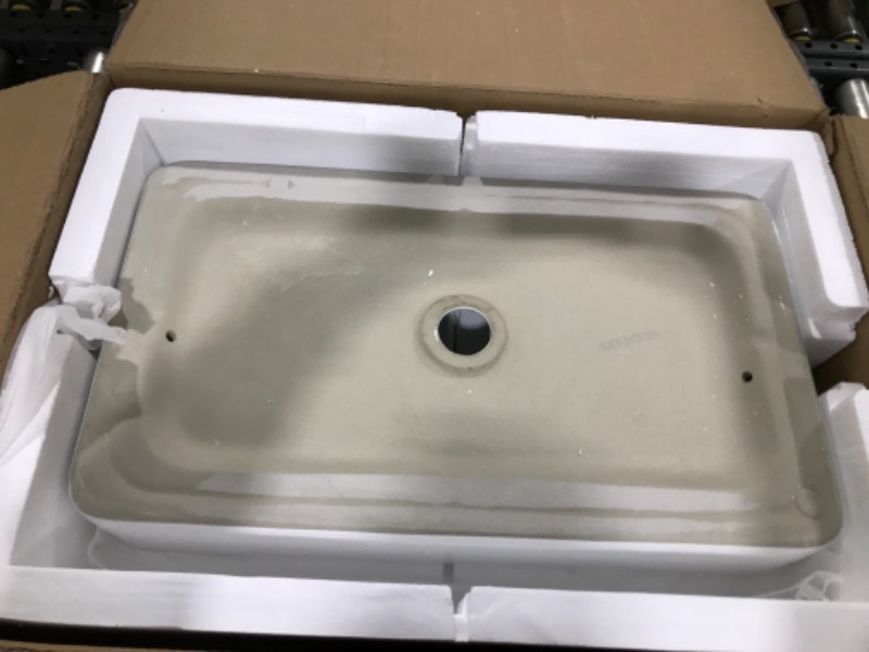 View 2 of Rectangular Vessel Sink - Donsdey 24"x16" Bathroom Vessel Sink Rectangle White Ceramic Porcelain Above Counter Vanity Sink Bowl Basin 24"x16" ?Modern