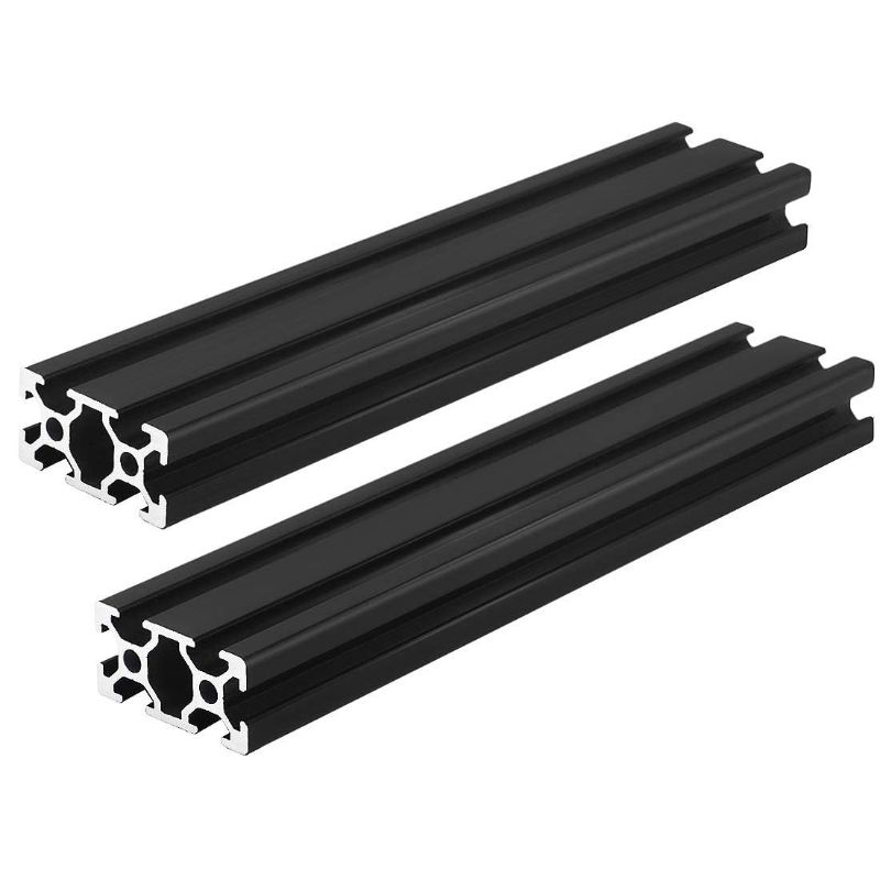 Photo 1 of 2 Pcs 2040 CNC 3D Printer Parts European Standard Anodized Linear Rail Aluminum Profile Extrusion for DIY 3D Printer Black (600mm