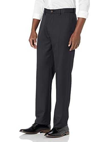 Photo 1 of Amazon Essentials Men's Classic-Fit Expandable-Waist Flat-Front Dress Pant, Black, 31W X 28L
