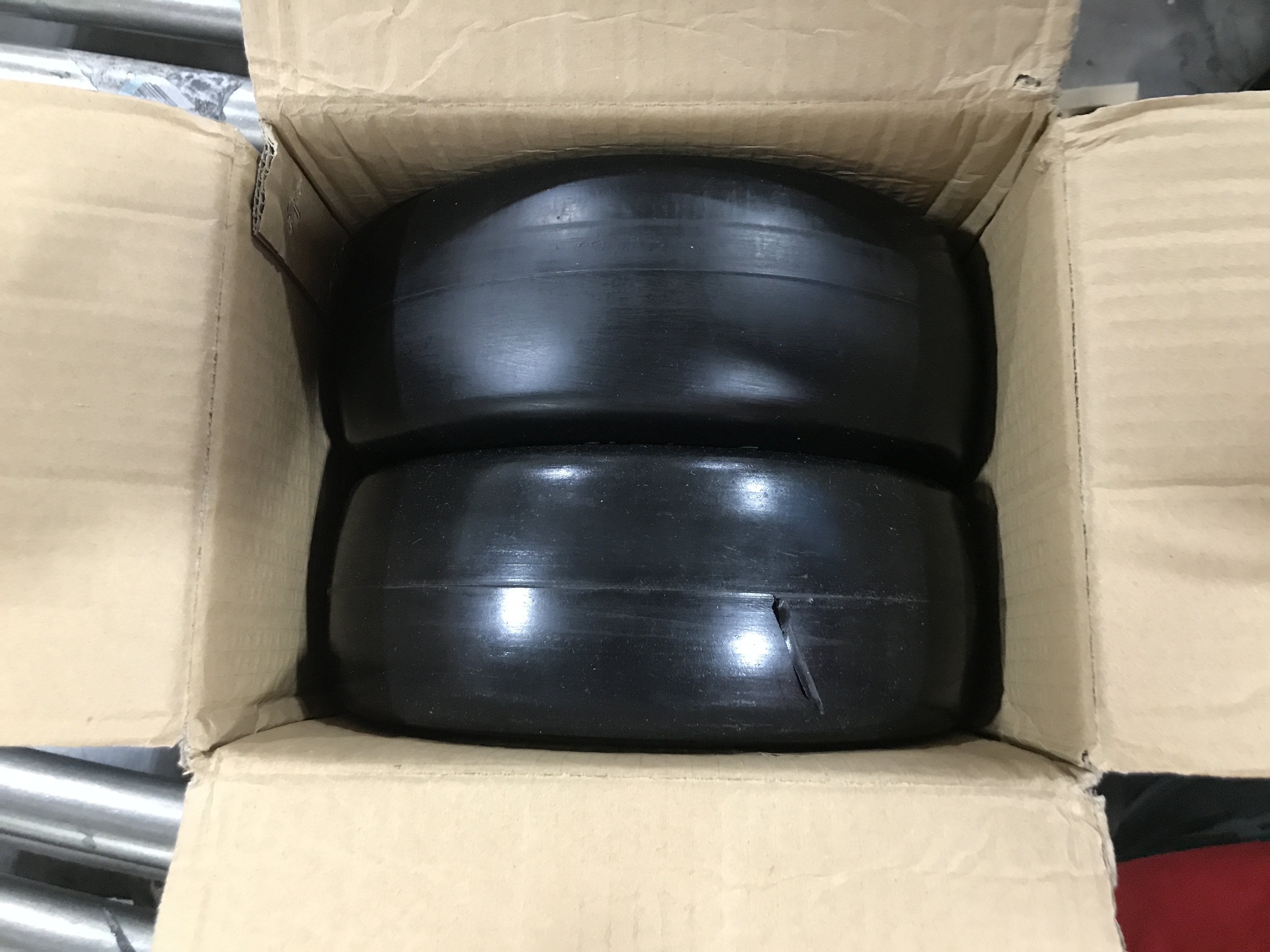 Photo 2 of 2 PCS 11x4.00-5" Flat Free Lawn Mower Tire on Wheel, 3/4" or 5/8" Bushing, 3.4"-4"-4.5 -5" Centered Hub, Universal Fit Smooth Tread Tire for Zero Turn Lawn Mowers, with Universal Adapter Kit