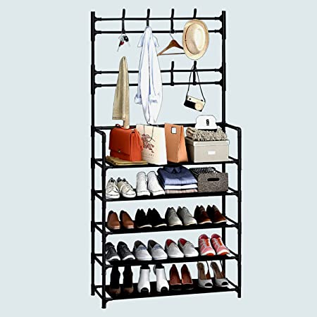 Photo 1 of  Large 5-Tier Hall Tree with Console Table Entryway Coat Rack Freestanding Shoes Rack Storage Shelf Organizer for Home Office Bedroom
