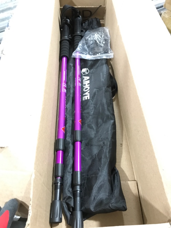 Photo 2 of Aihoye Hiking Trekking Poles, 2 Pack Collapsible,Lightweight, Anti Shock, Hiking or Walking Sticks,Adjustable Hiking Pole for Men and Women purple