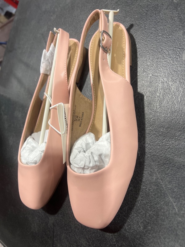 Photo 3 of Amazon Essentials Women's Square Toe Slingback Flats SIZE 6  Dusty Pink