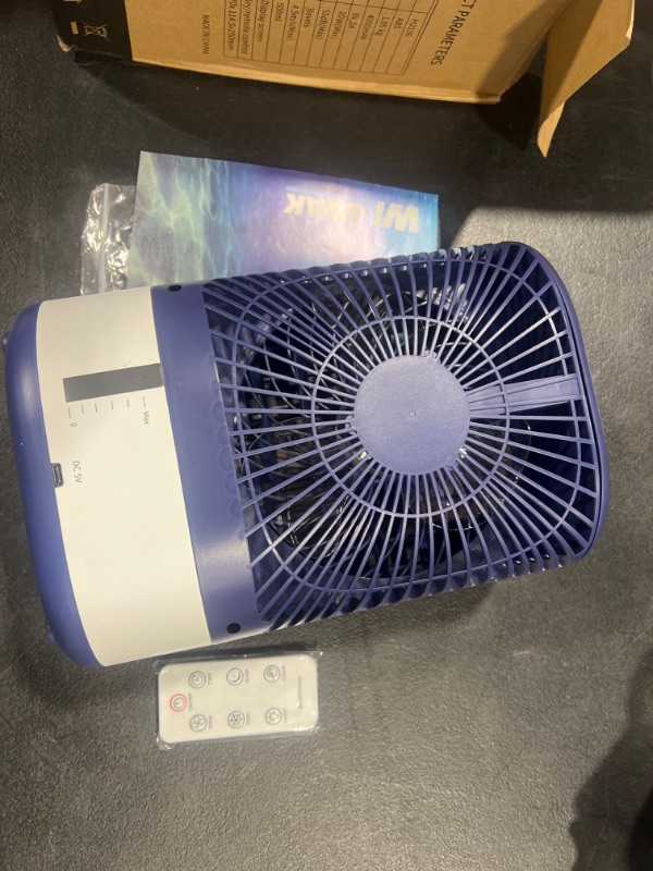 Photo 3 of Evaporative Air Cooler,Personal Mini Air Cooler with Remote & Battery,Portable AC Fan (Dark Blue)