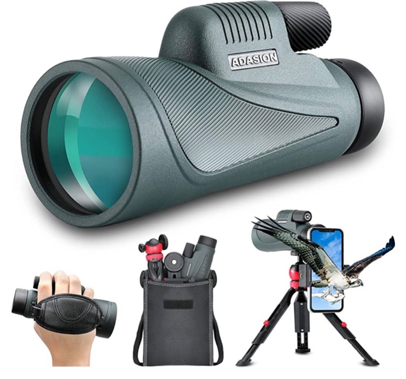 Photo 1 of 12x56 HD Monocular Telescope with Smartphone Adapter, Upgraded Tripod, Hand Strap - High Power Monocular with Clear Low Light Vision for Star Watching - Lightweight Monocular for Bird Watching Hunting