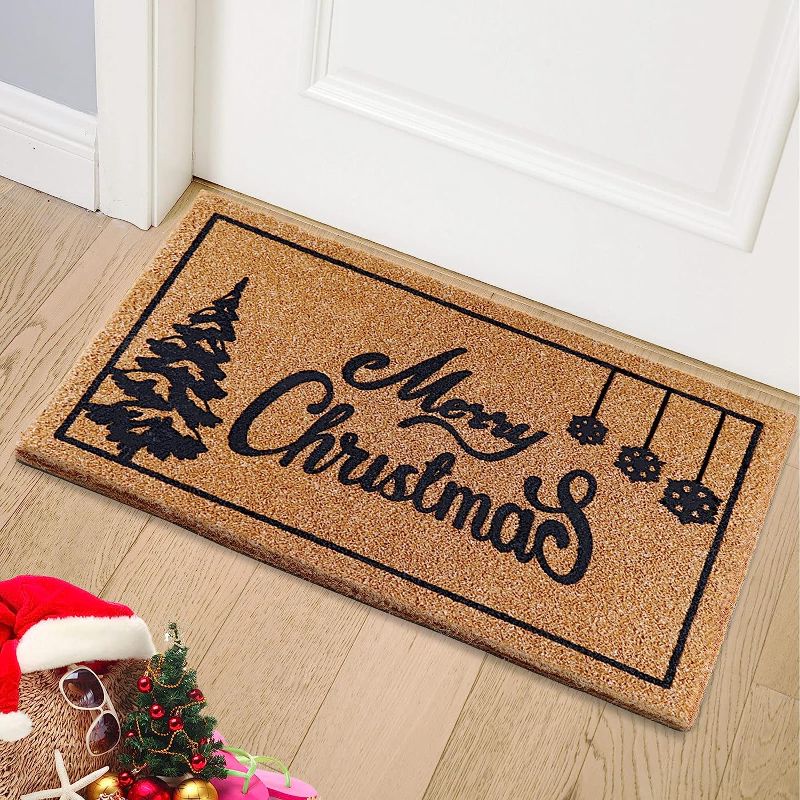 Photo 1 of AerWo Christmas Door Mat Outdoor Welcome Mats Indoor for Front Door, Christmas Doormat with Non-Slip PVC Backing, 30'' x 17'' Winter Doormat for Home Bath Kitchen Entrance Front Door Floor Mat 