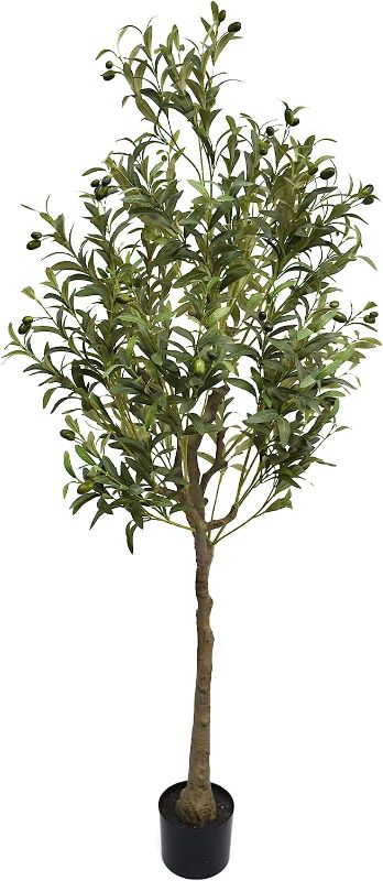 Photo 1 of AfanD Artificial Tree Faux Olive Tree 5.3ft(63in,989leaves) Tall Fake Olive Plant in Pot Fake Silk Tree Faux Plants Indoor
