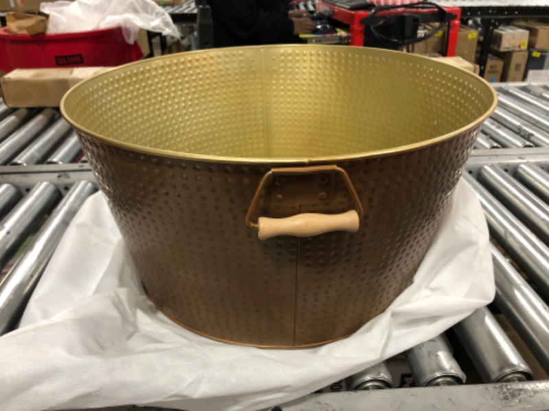 Photo 2 of 9 Gallons Gold Large Ice Bucket,Ice Bucket for Cocktail Bar,Ice Buckets for Parties,Galvanized Tub,Large Beverage Tub for Home Kitchen Outdoor