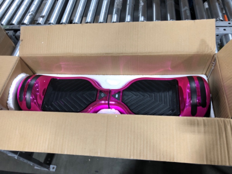 Photo 2 of Hoverboard All-Terrain LED Flash Wide All Terrian Wheel with Bluetooth Speaker Dual LED Light Self Balancing Wheel Electric Scooter Chrome Pink