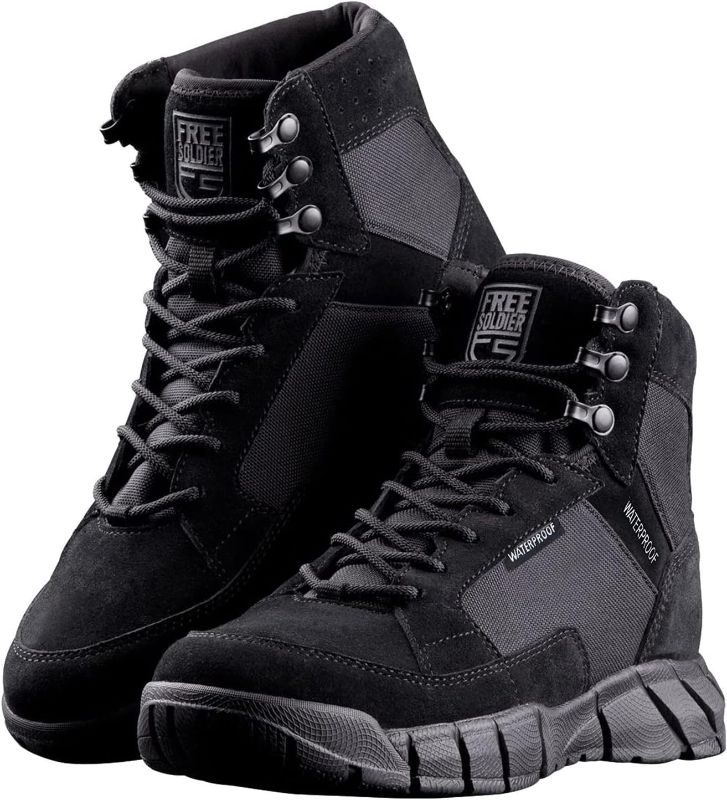 Photo 1 of FREE SOLDIER Waterproof Hiking Work Boots Men's Tactical Boots 6 Inches Lightweight Military Boots Breathable Desert Boots
