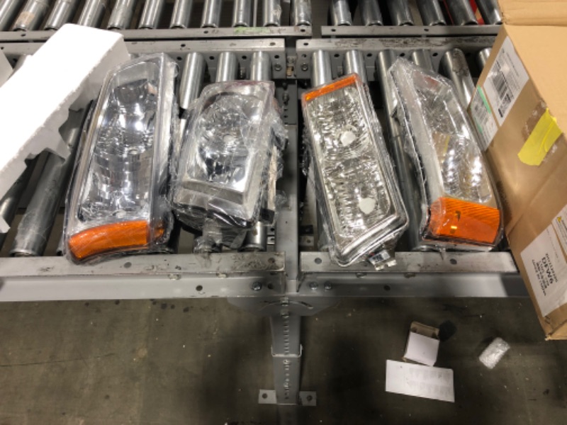 Photo 1 of AXLAHA 2003-2006 Chevy Silverado Headlights Assembly for 2003 2004 2005 2006 Chevy Silverado Avalanche 1500/2500/3500 Chrome Housing Amber Reflector Clear Lens Replacement Driver and Passenger Side A-Chrome Housing Amber Reflector
