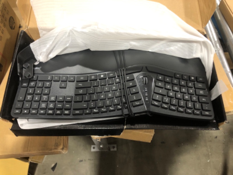 Photo 3 of Perixx PERIBOARD-330B, Wired Ergonomic Keyboard with Adjustable Wrist Rest, Illuminated Keys, and Membrane Low Profile Keys, 2 Extra USB Ports, US English Layout