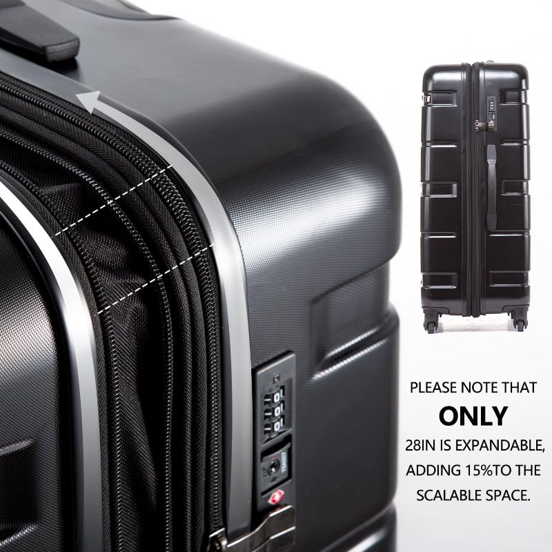 Photo 1 of Coolife Luggage Expandable(only 28") Suitcase PC+ABS Spinner Built-In TSA lock 20in 24in 28in Carry on (Charcoal, L(28in).)