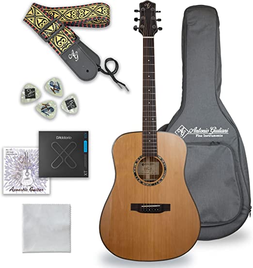 Photo 1 of Antonio Giuliani DN-5 (Clear) Steel-String Acoustic Mahogany Guitar with Carrying Case and Accessories - Complete Guitar Bundle - Dreadnought
