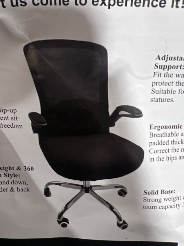 Photo 1 of Kelista Mid-Back Black Mesh Swivel Ergonomic Task Office Chair with Flip-Up Arms