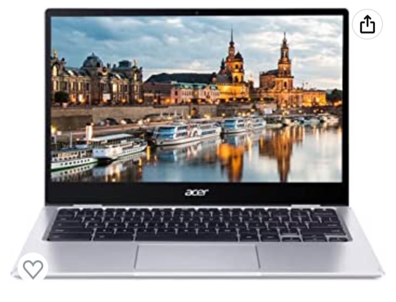 Photo 1 of 2022 Acer Convertible 2-in-1 Chromebook-13inch Frameless FHD IPS Touchscreen, Qualcomm 8-Core Processor, 4GB DDR4 Ram, 64GB eMMC SSD, Webcam, Chrome OS (Renewed) (Silver)