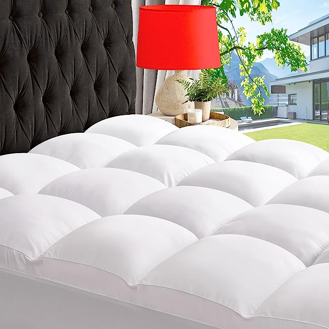 Photo 1 of ABENESIZE 60*80 inch Mattress Topper for Back Pain Relief, Extra Thick Mattress Pad Pillow Top, Soft Mattress Cover with Deep Pocket, Overfilled Down Alternative Filling
