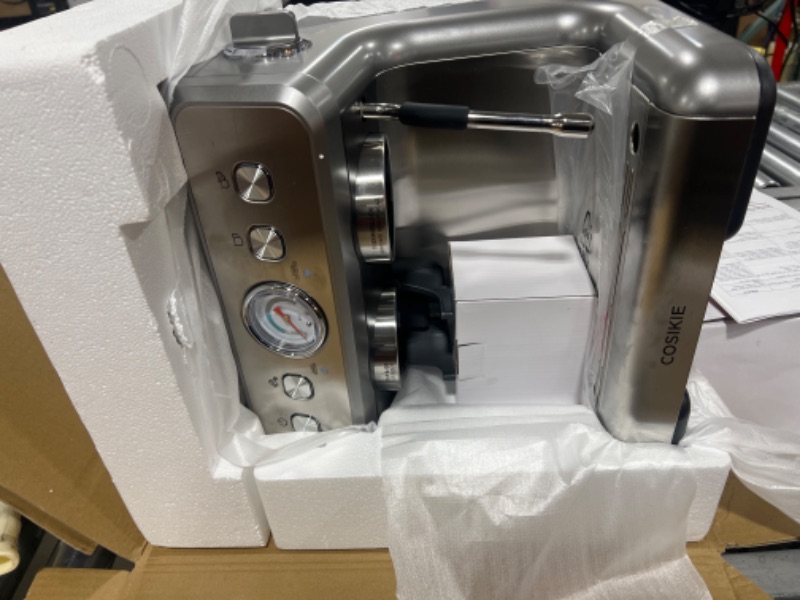 Photo 2 of COSIKIE Espresso Machine, Expresso Machines with Grinder, Cappuccino Machine, Stainless steel 20 Bar Espresso Coffee Maker, Professional Home Barista Espresso Maker With Steamer and 95 oz Water Tank (Brand New Factory Sealed) 