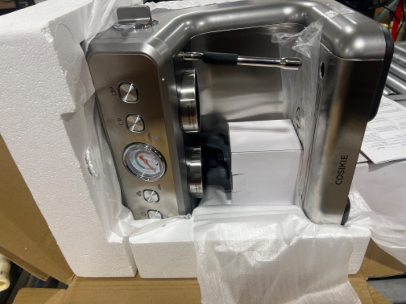 Photo 1 of COSIKIE Espresso Machine, Expresso Machines with Grinder, Cappuccino Machine, Stainless steel 20 Bar Espresso Coffee Maker, Professional Home Barista Espresso Maker With Steamer and 95 oz Water Tank (Brand New Factory Sealed) 