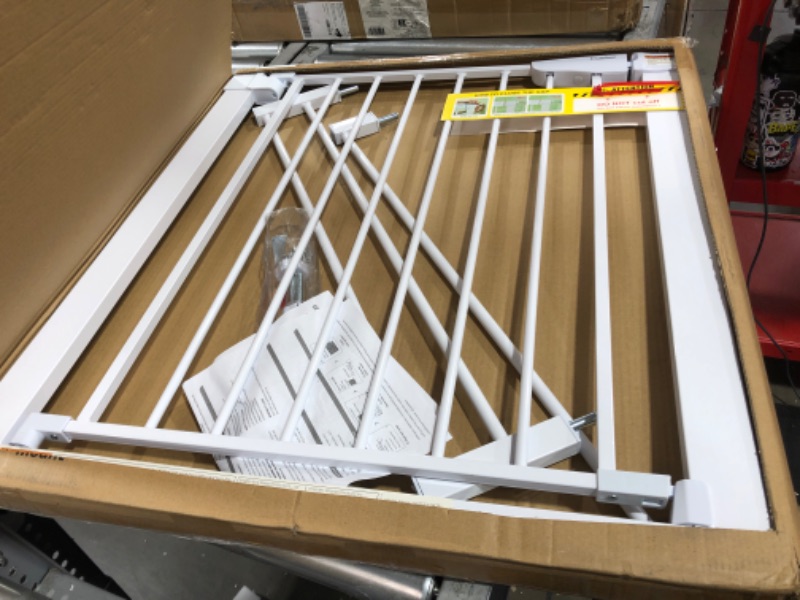 Photo 2 of Mom's Choice Awards Winner-Cumbor 29.5"-40.6" Width Pressure or Hardware Mounted Auto Close Safety Baby Gate, Durable Extra Wide Dog Gate for Stairs, Doorways, Easy Walk Thru Pet Gate for House 30.5" Tall White