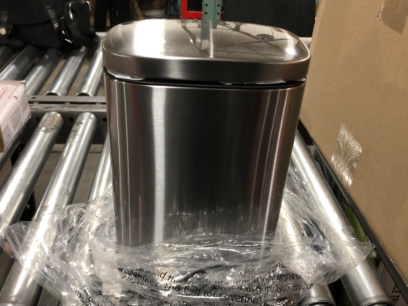 Photo 1 of Amazon Basics 5 Liter / 1.3 Gallon Soft-Close, Smudge Resistant Trash Can with Foot Pedal - Brushed Stainless Steel, Satin Nickel Finish 5L / 1.3 Gallon